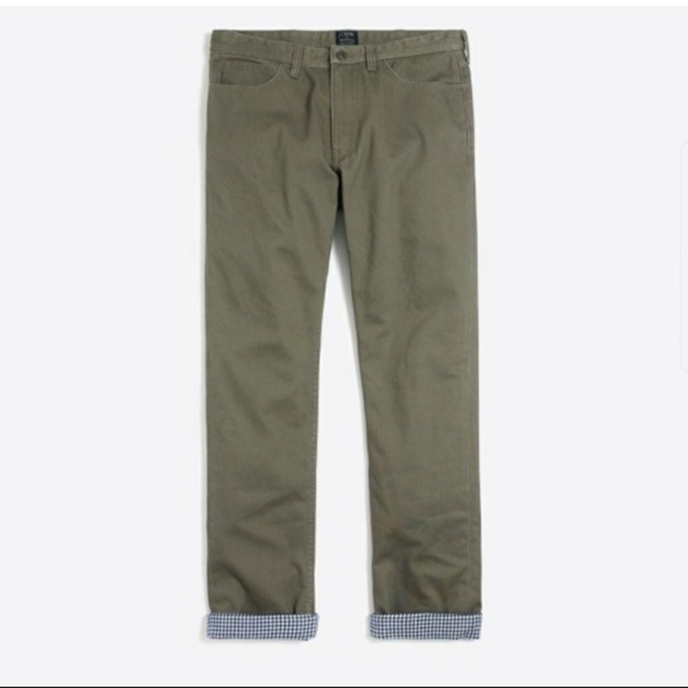 Green J Crew Flannel Lined Pants Sutton Fit 29x32
